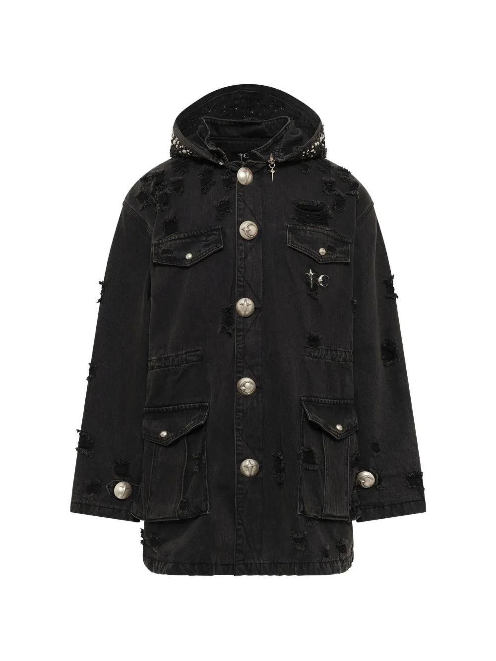 THUG CLUB distressed Hothead M-65 jacket Zwart