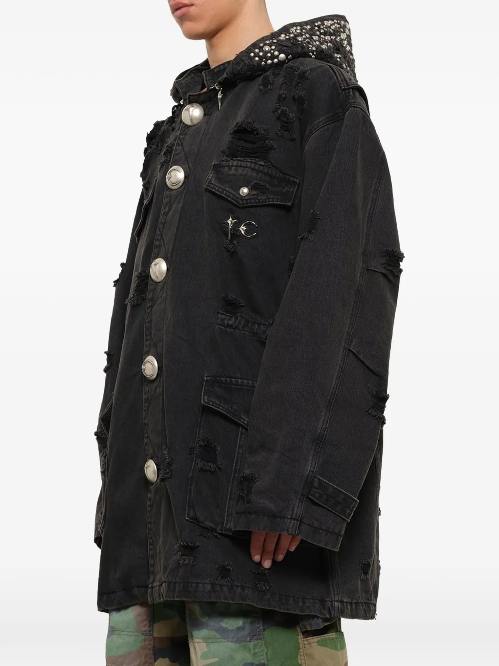 THUG CLUB distressed Hothead M-65 jacket Zwart