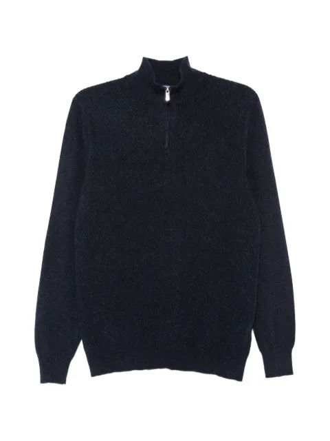 Fedeli chevron-knit quarter-zip sweater