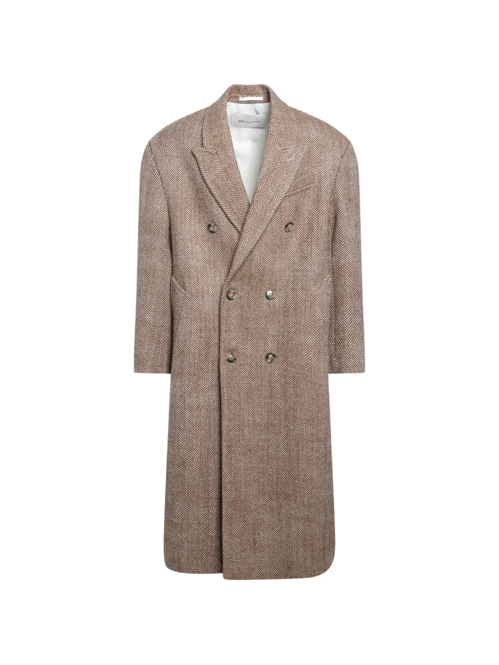 AMI Paris herringbone double-breasted coat - Marrone