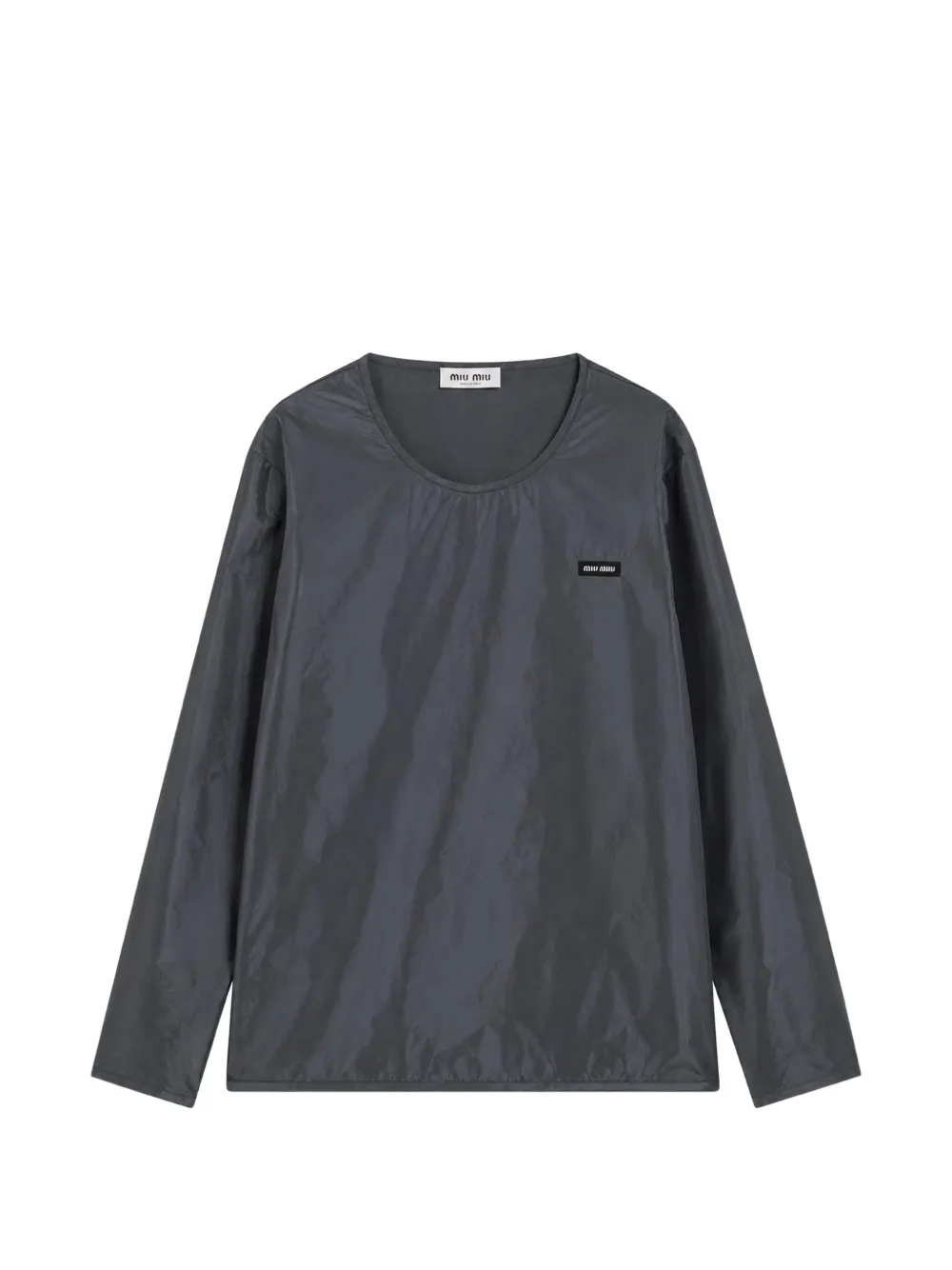 Miu Miu logo-patch long-sleeve top - Gris