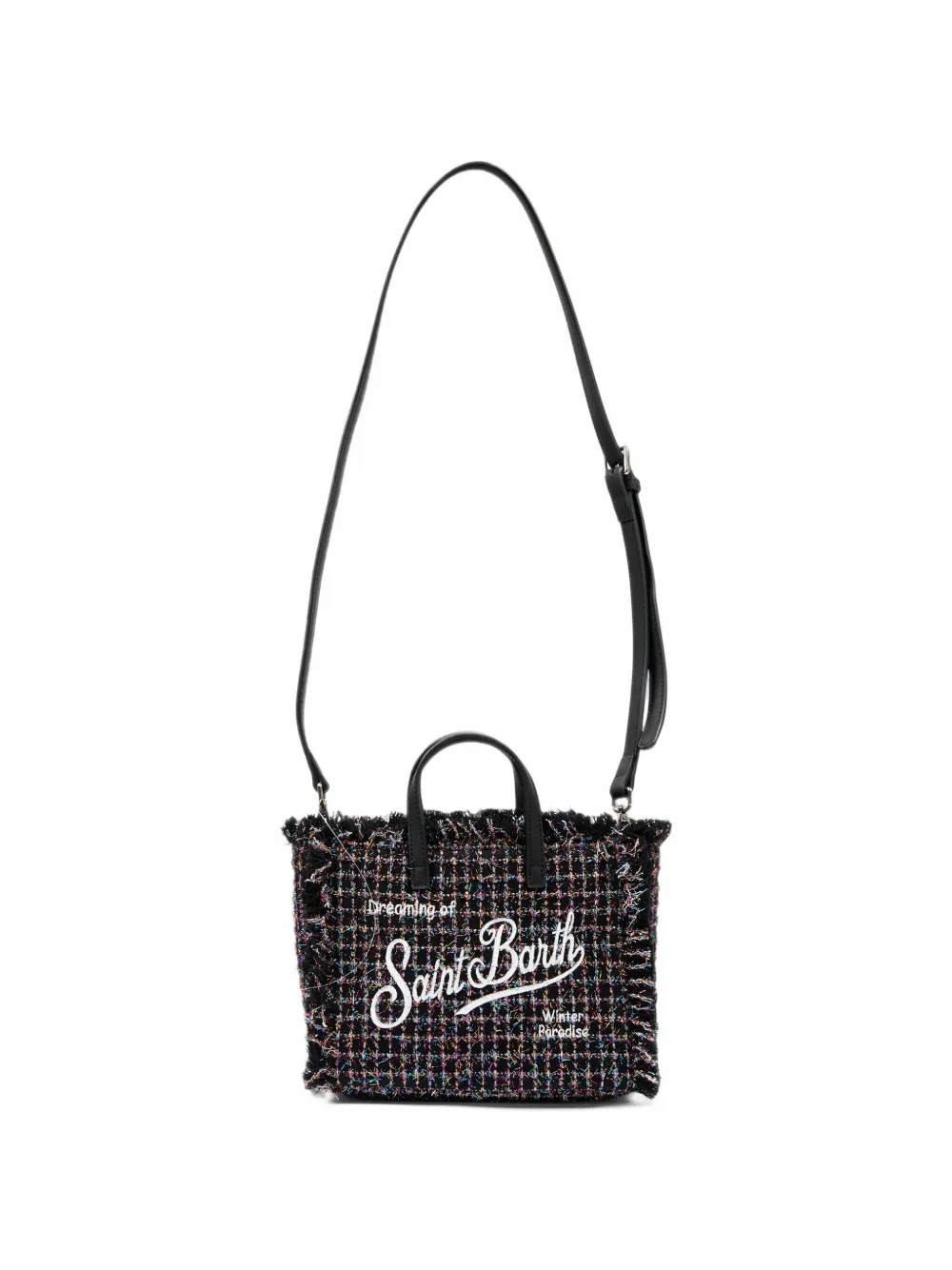 MC2 Saint Barth Shopper met tweed-effect en franje Zwart
