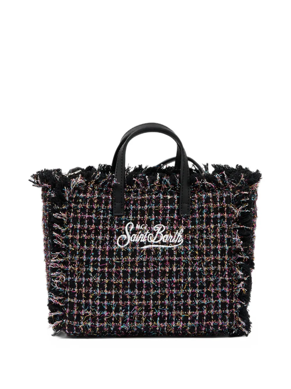 MC2 Saint Barth Shopper met tweed-effect en franje Zwart
