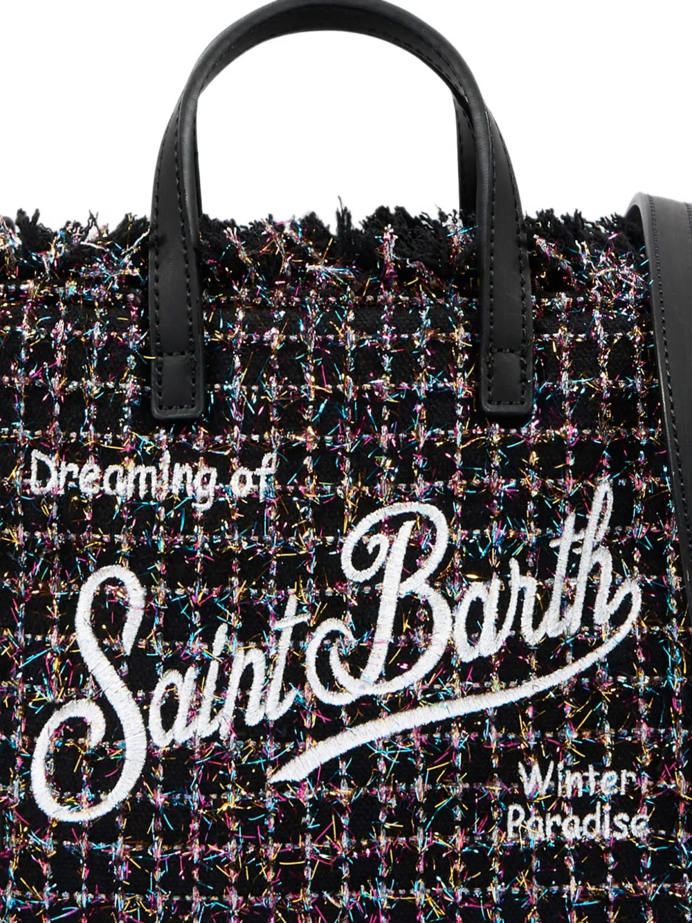 MC2 Saint Barth Shopper met tweed-effect en franje Zwart