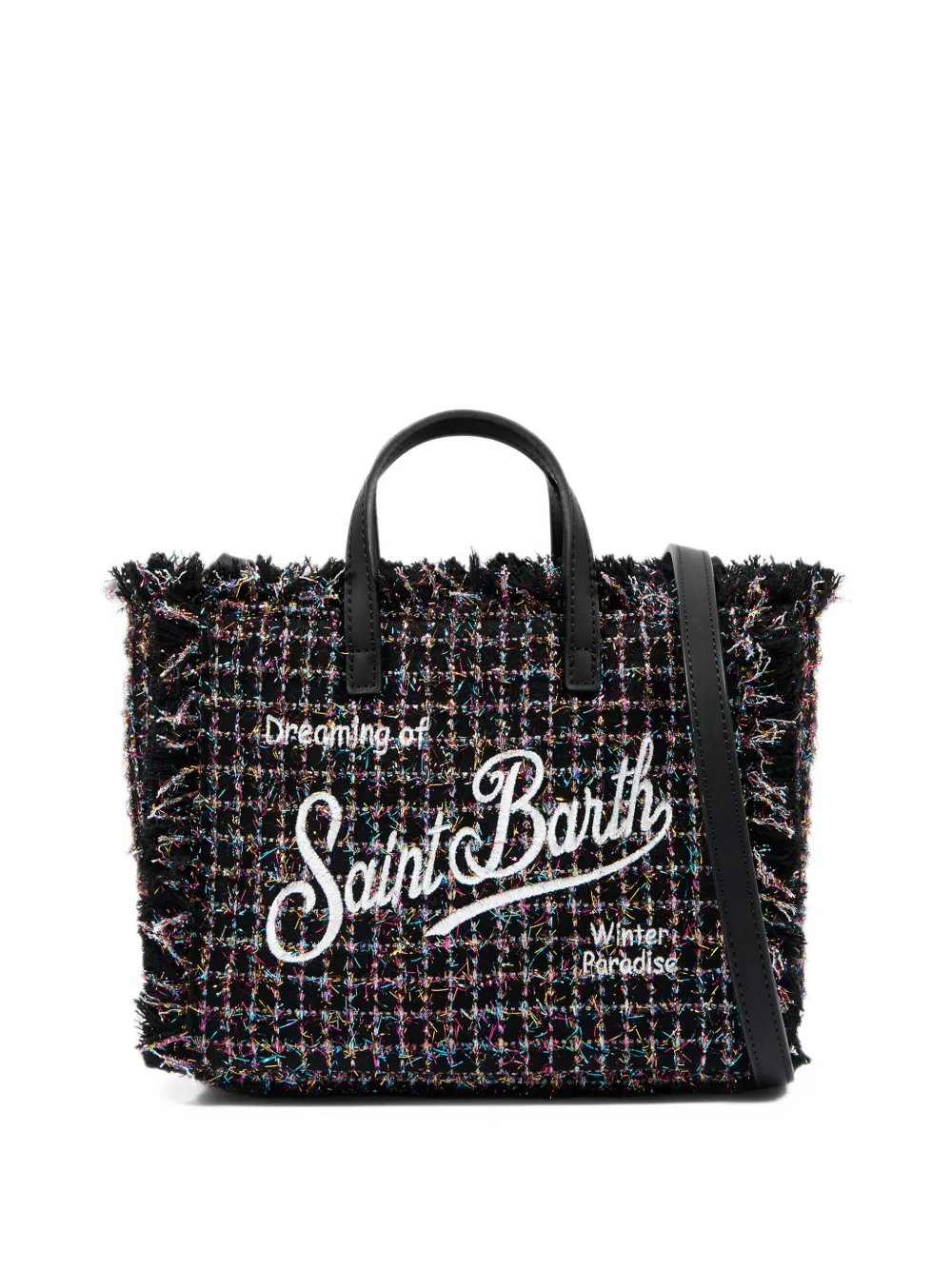 MC2 Saint Barth Kids tweed-effect fringed tote bag - Noir