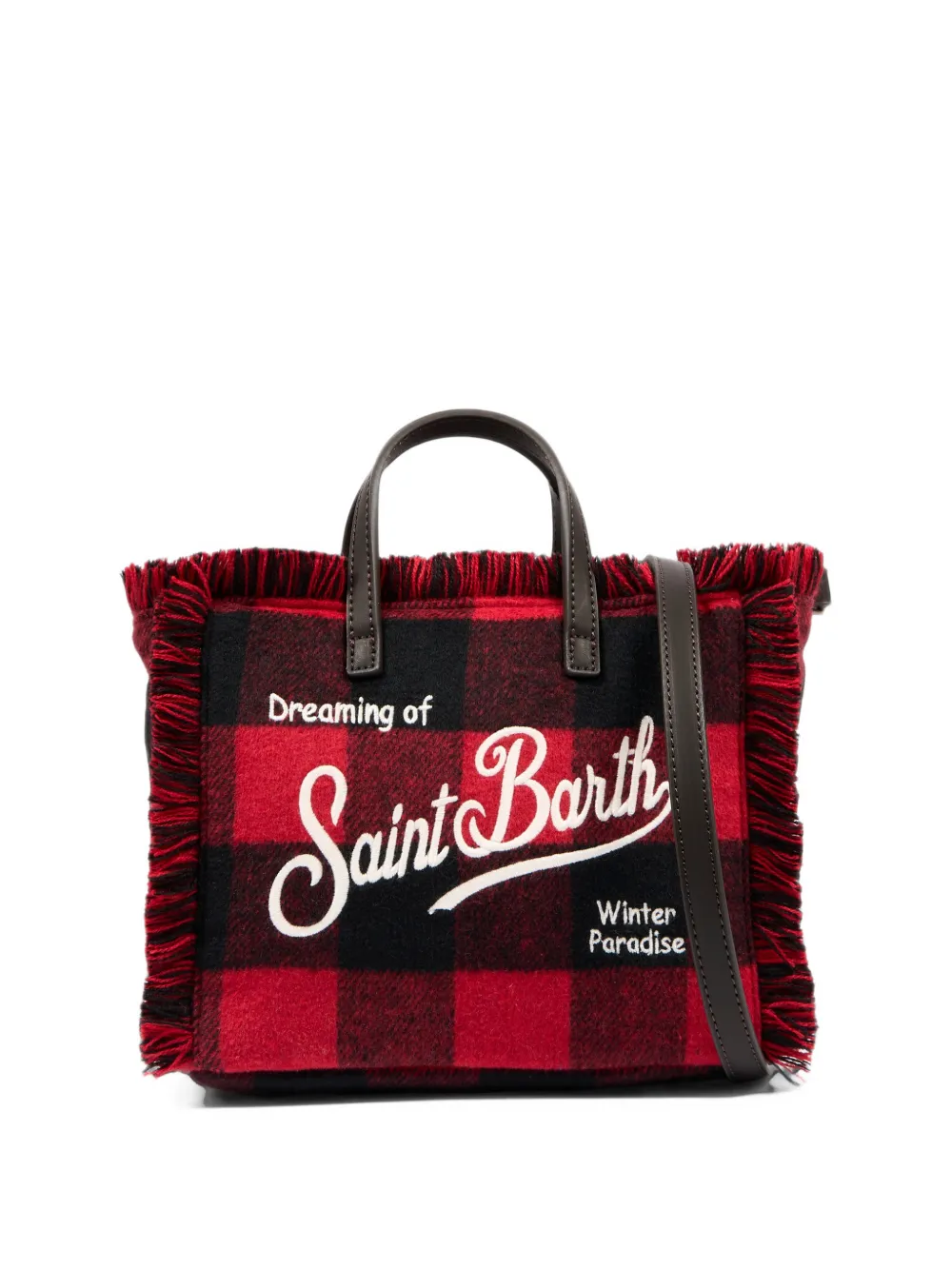 MC2 Saint Barth Kids check frayed tote bag - Rouge MC2 Saint Barth Kids check frayed tote bag - Rouge