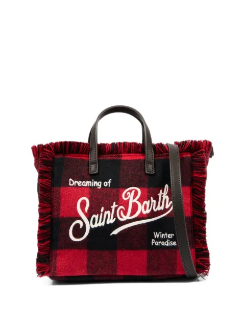 MC2 Saint Barth Kids check frayed tote bag