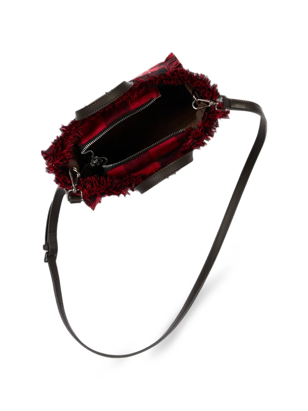 MC2 Saint Barth Kids Geruite shopper met gerafelde afwerking Rood
