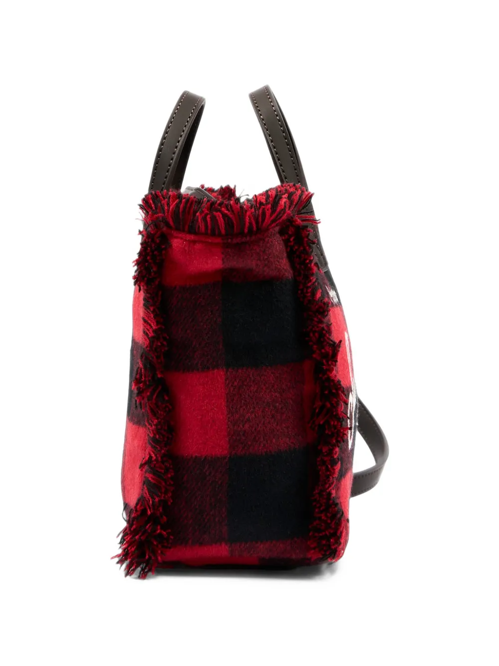 MC2 Saint Barth Kids Geruite shopper met gerafelde afwerking Rood
