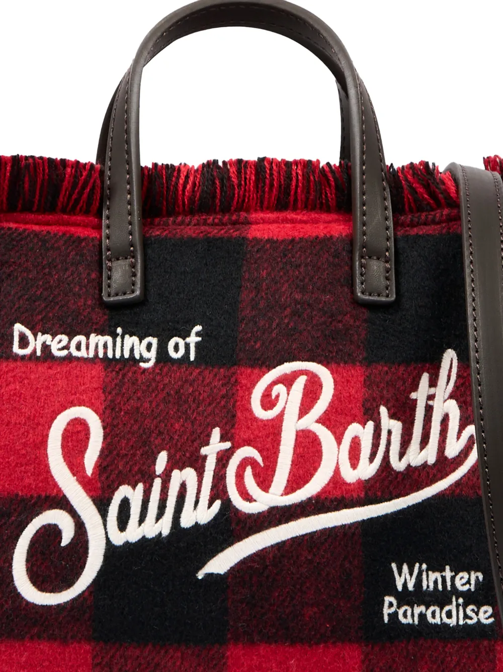 MC2 Saint Barth Kids Geruite shopper met gerafelde afwerking Rood