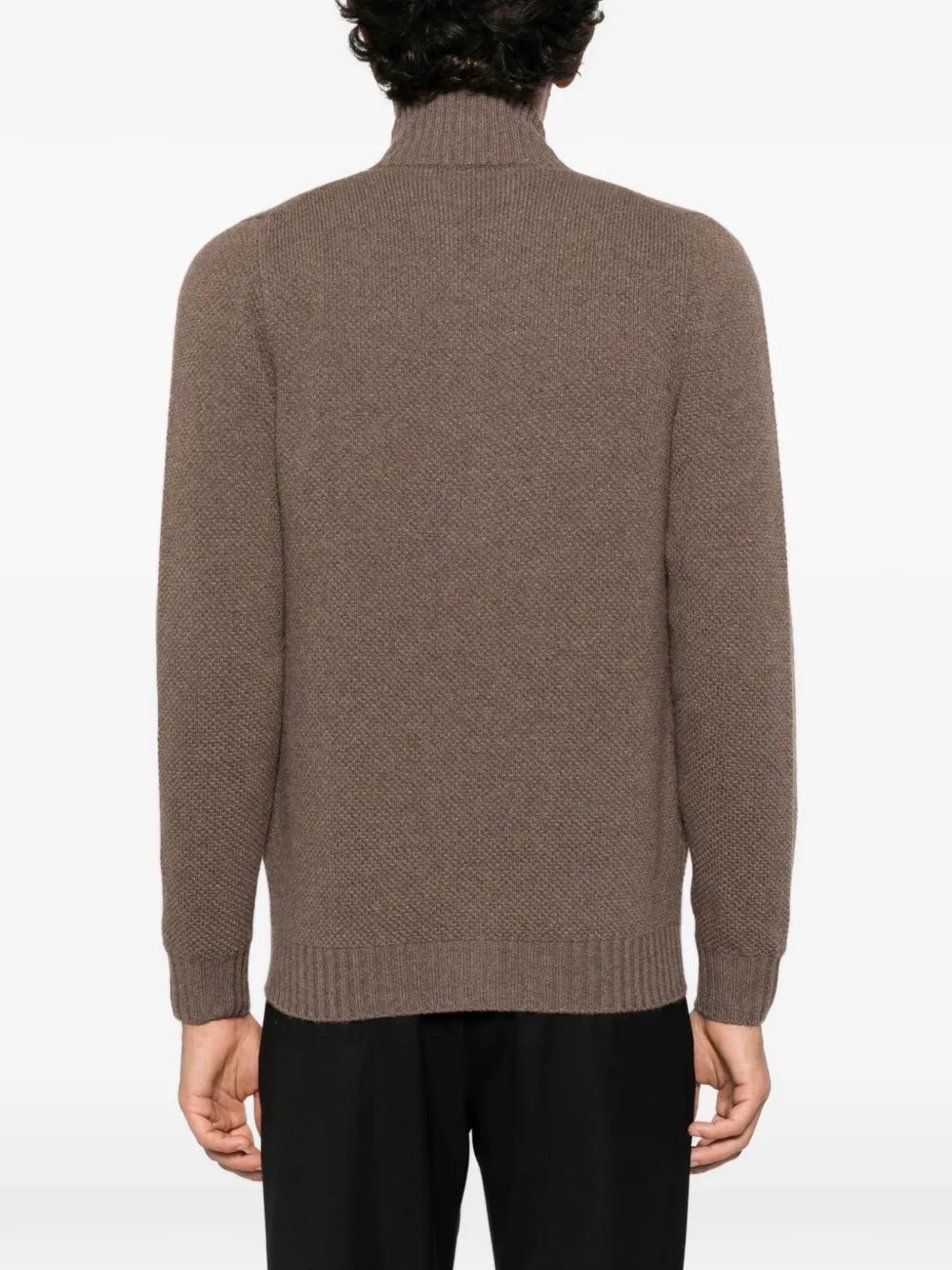 Fedeli zip-up ribbed-knit cardigan Bruin