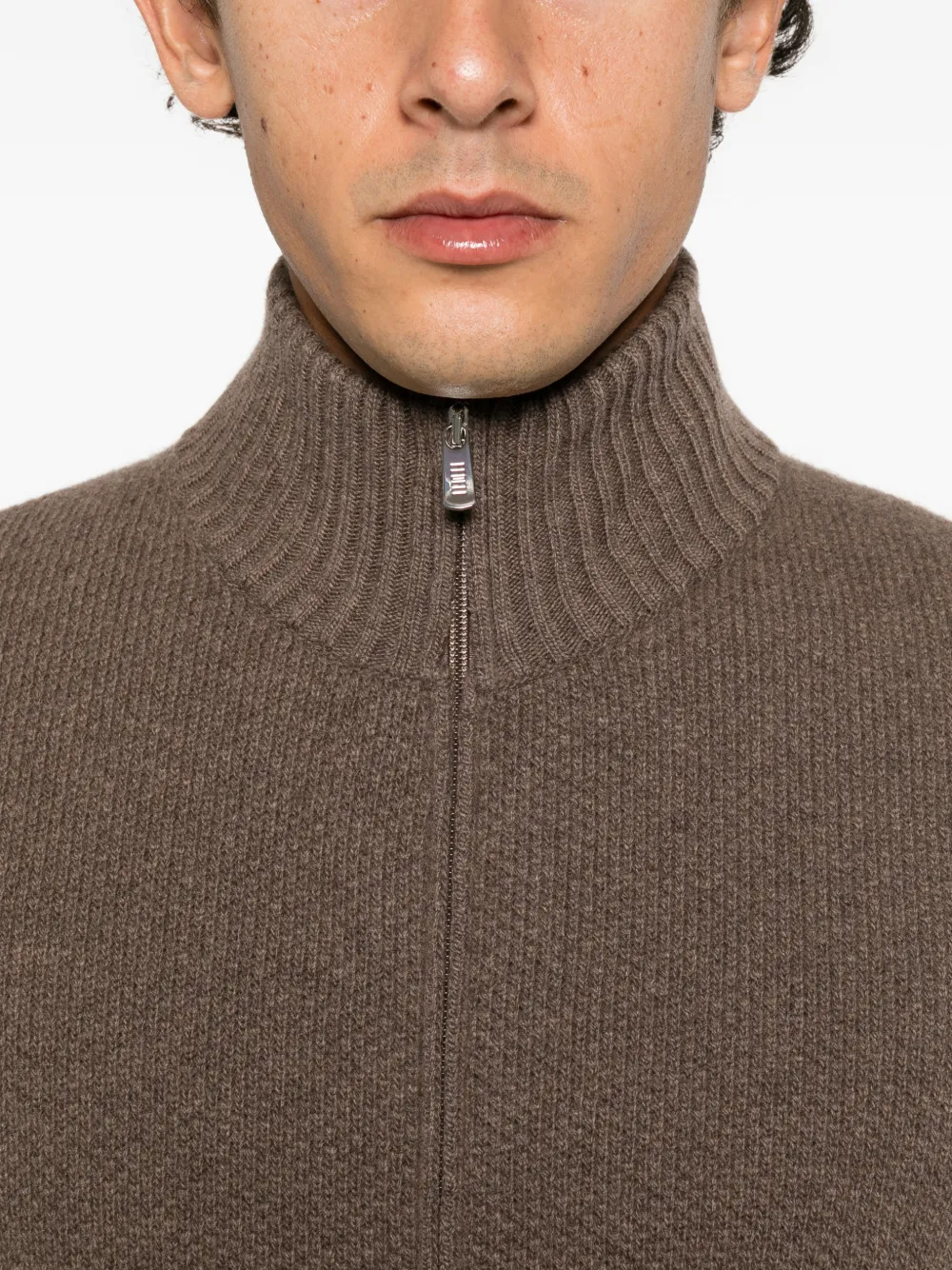 Fedeli zip-up ribbed-knit cardigan Bruin