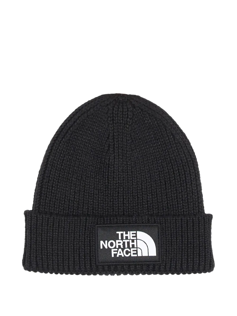 The North Face Kids logo-patch ribbed beanie hat - Nero