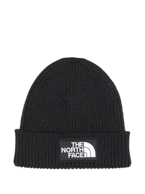 The North Face Kids logo-patch ribbed beanie hat
