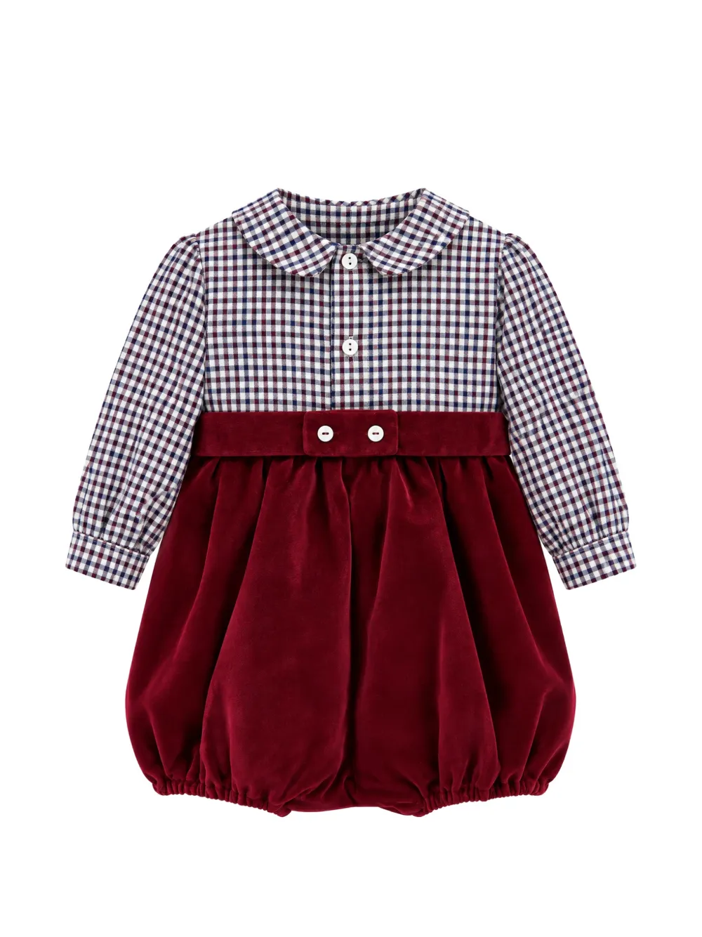 Mariella Ferrari Fluwelen romper met gingham-ruit Rood