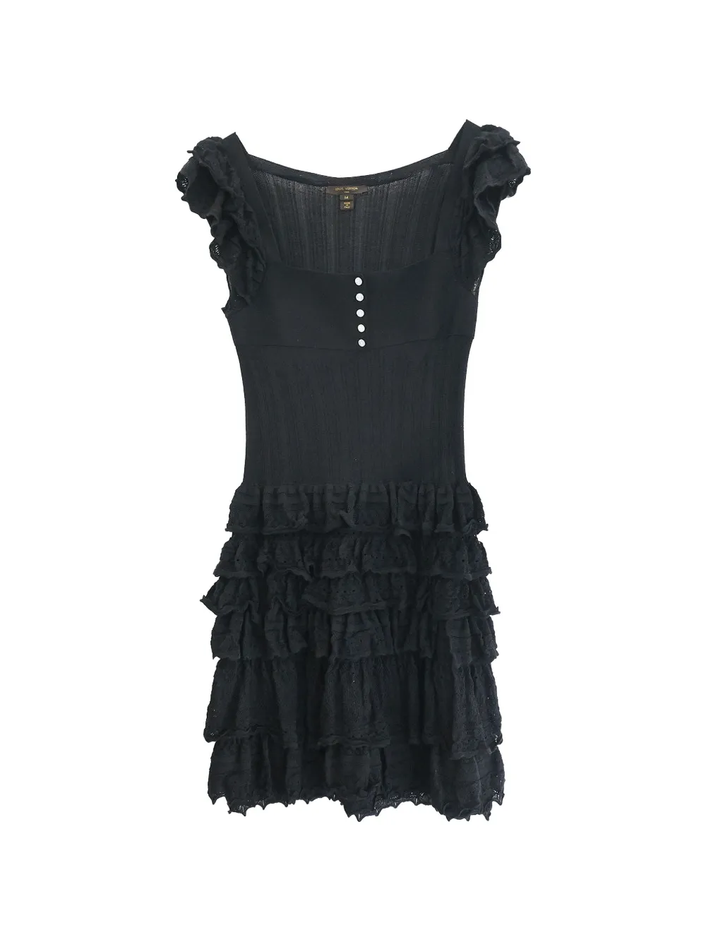 Louis Vuitton Pre-Owned 2011 ruffled tiered mini dress - Black