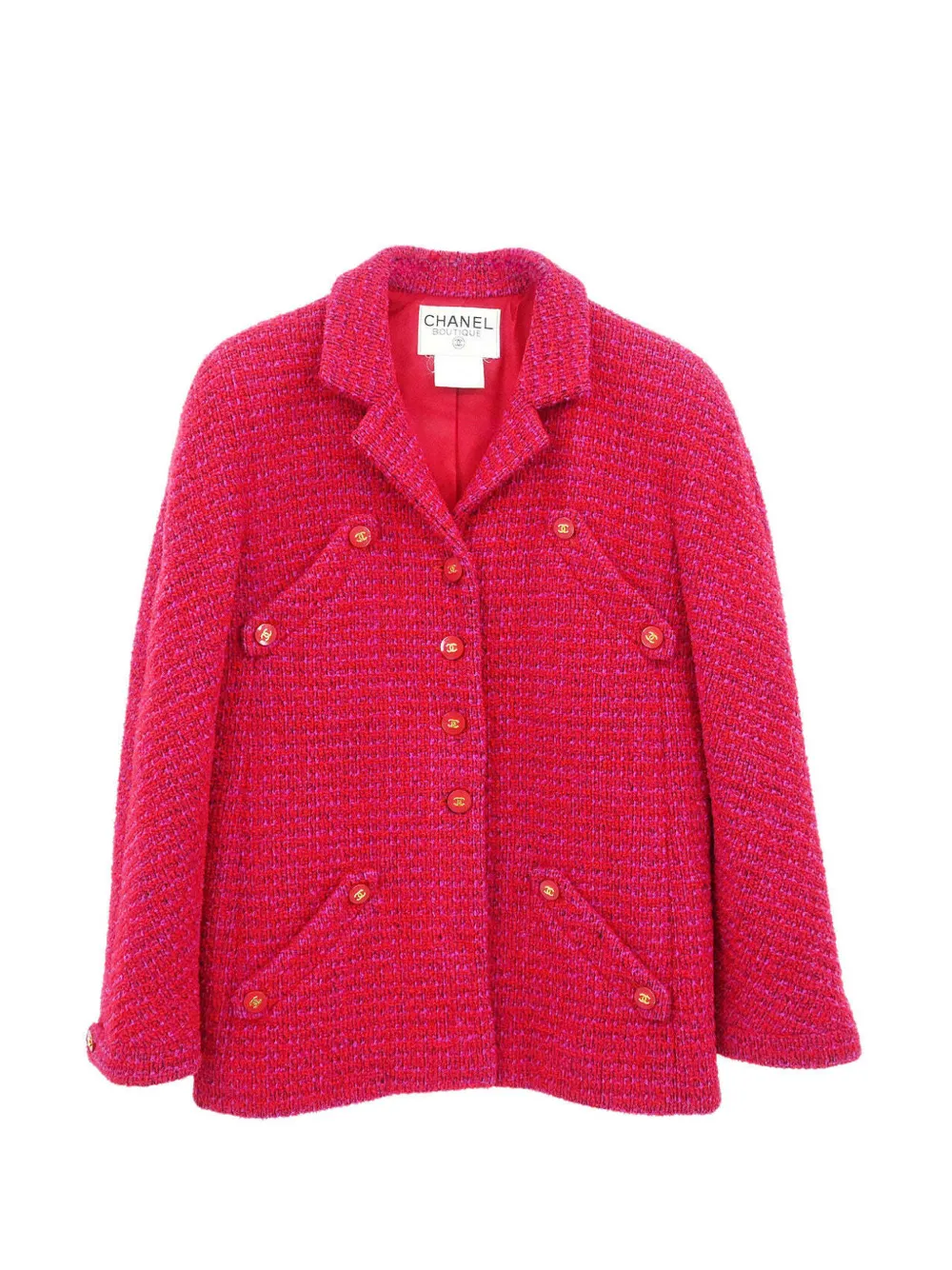 CHANEL Pre-Owned 1995 single-breasted Tweed jacket - Rouge CHANEL Pre-Owned 1995 single-breasted Tweed jacket - Rouge