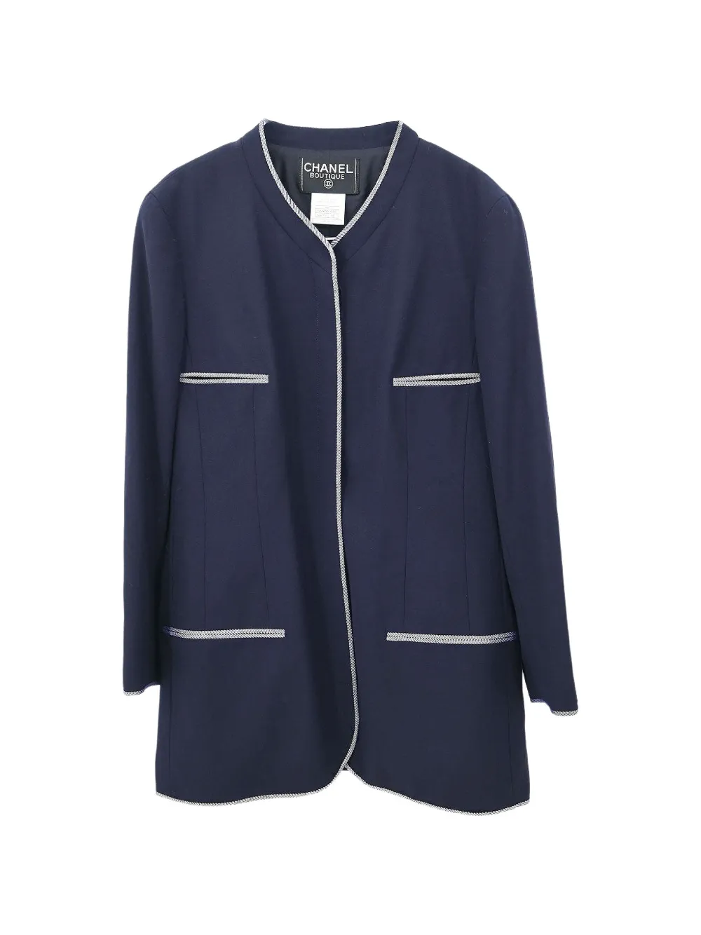 CHANEL Pre-Owned 1996 collarless coat - Blu