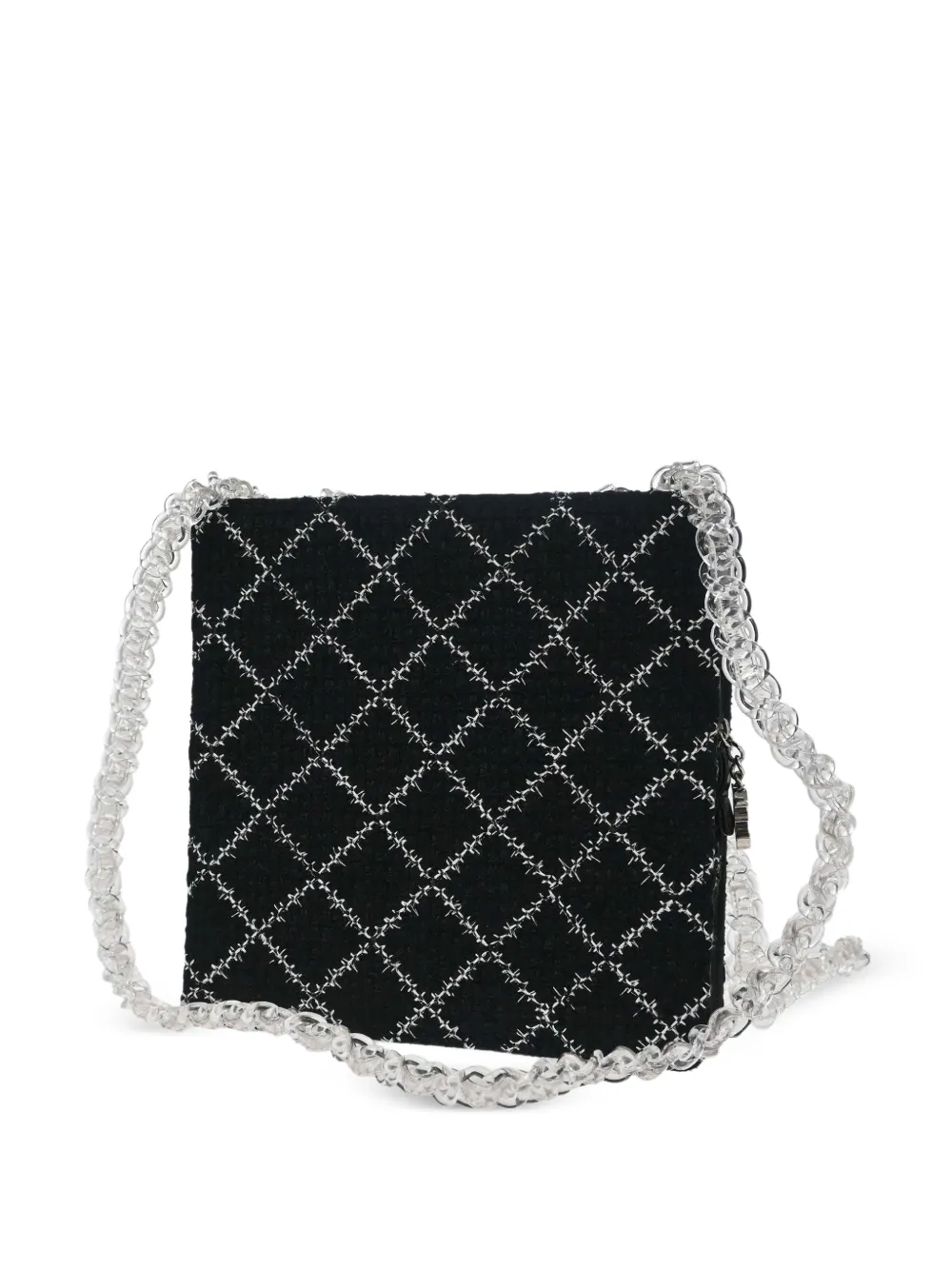 CHANEL Pre-Owned 2016-2017 Tweed chain shoulder bag - Black