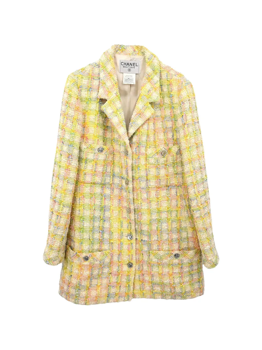 CHANEL Pre-Owned 1996 single-breasted Tweed coat - Giallo