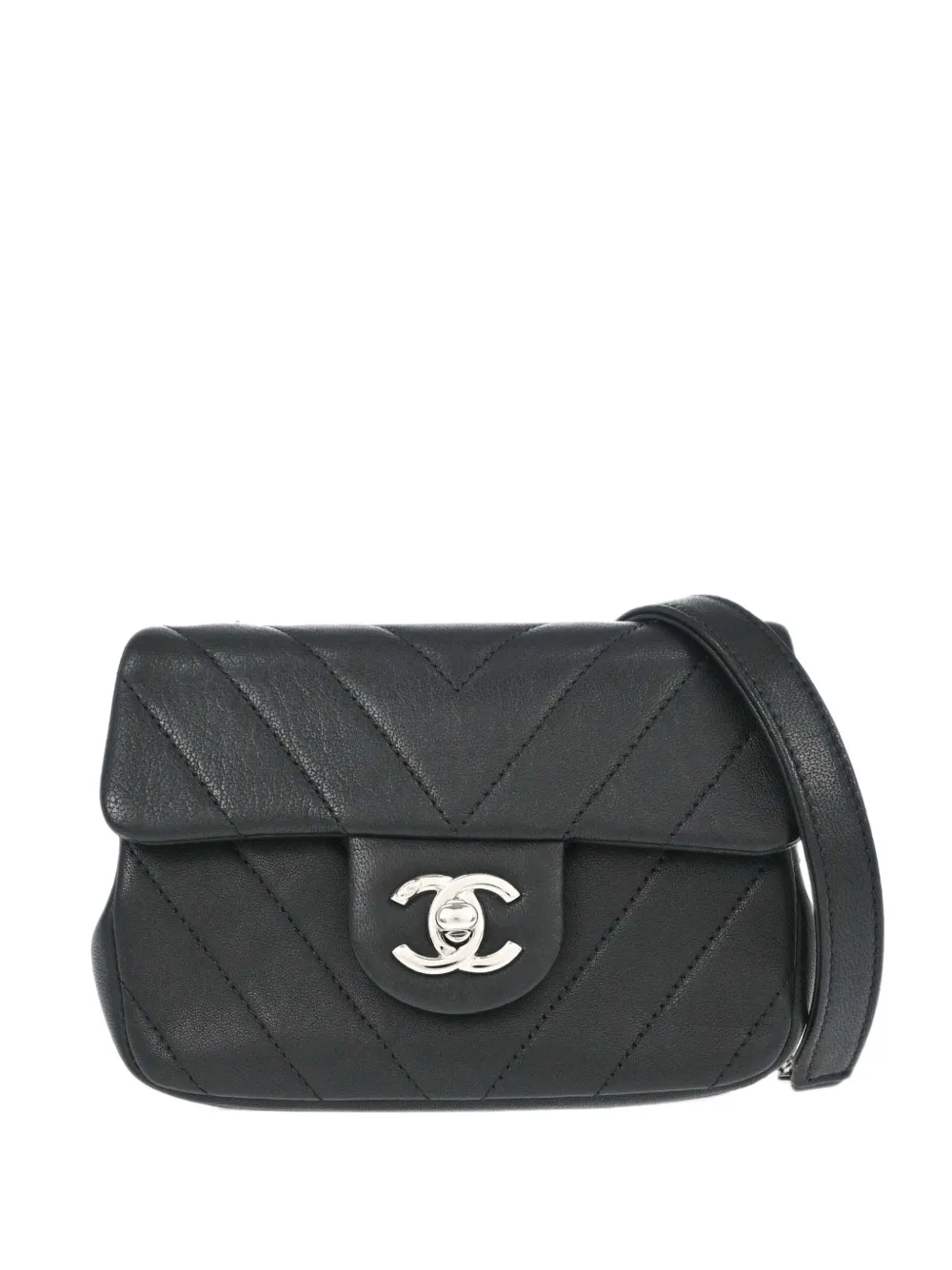 CHANEL Pre-Owned 2017-2018 Chevron mini bag - Nero