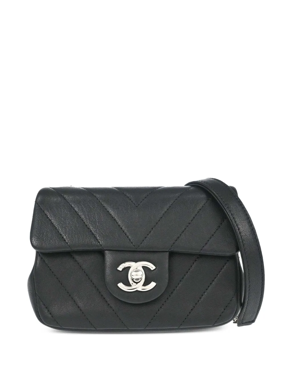CHANEL Pre-Owned 2017-2018 Chevron mini bag - Black