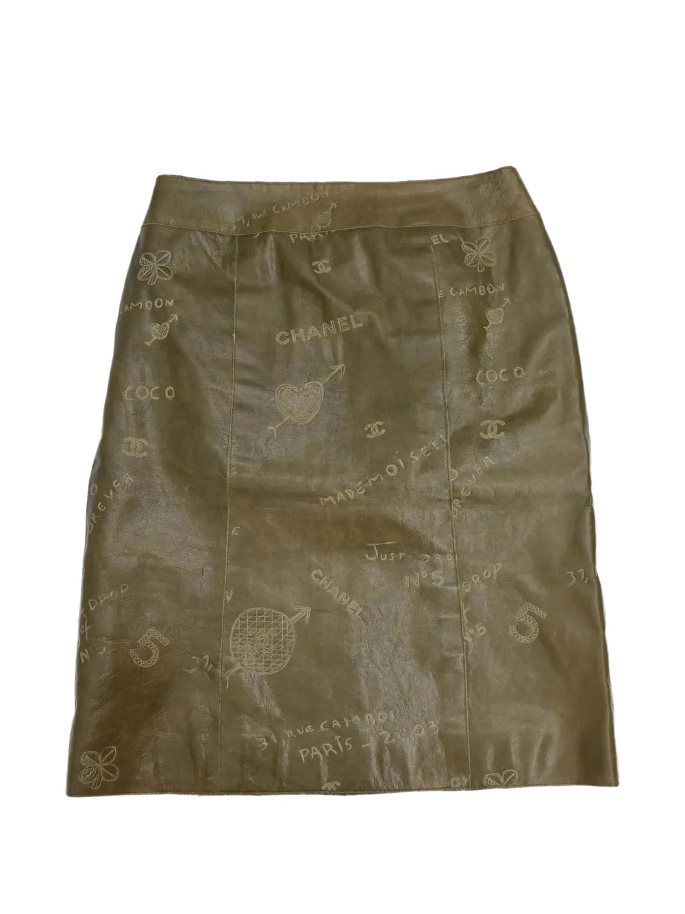 CHANEL Pre-Owned 2003 Mademoiselle Graffiti midi skirt - Verde