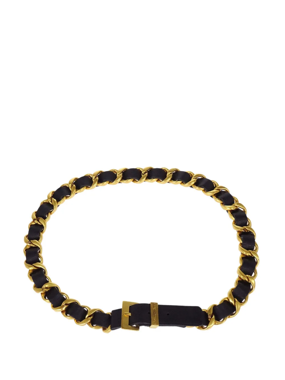 CHANEL Pre-Owned 1996 small interwoven leather chain belt - Gold