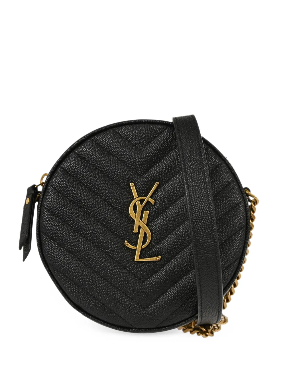 Saint Laurent Pre-Owned Vinyle chevron-quilted shoulder bag - Nero