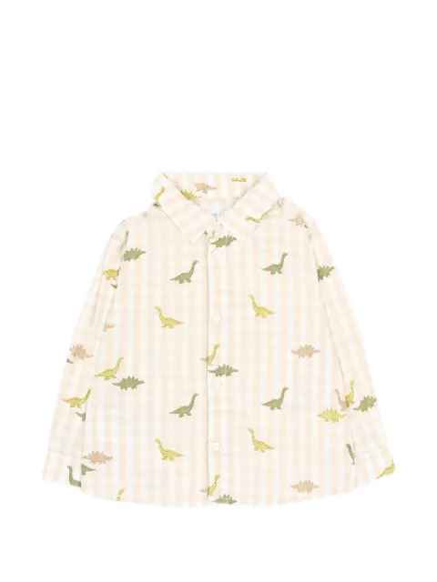 Mayoral dinosaur-print gingham shirt