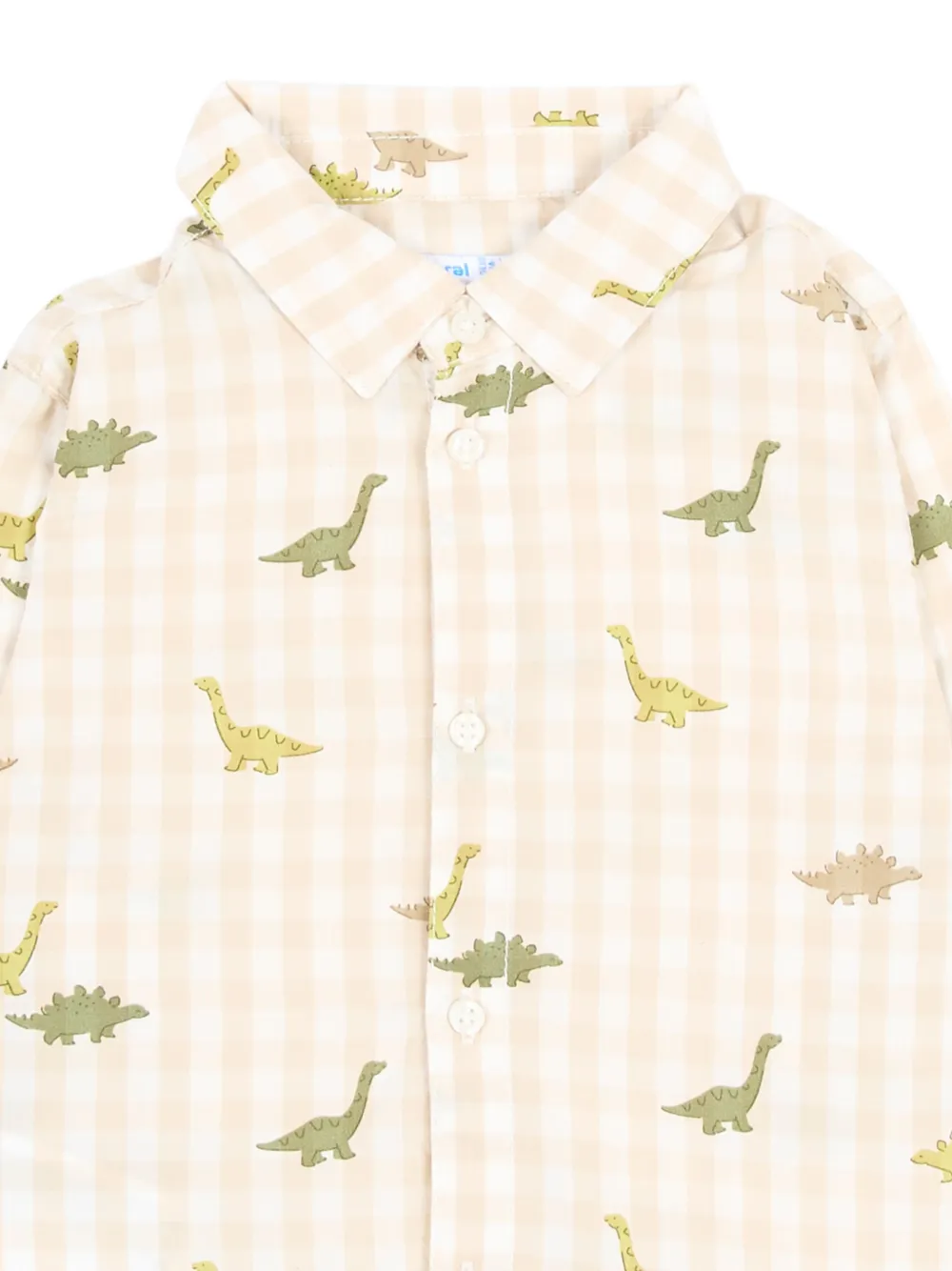 Mayoral Gingham shirt met dinosaurus-print Beige