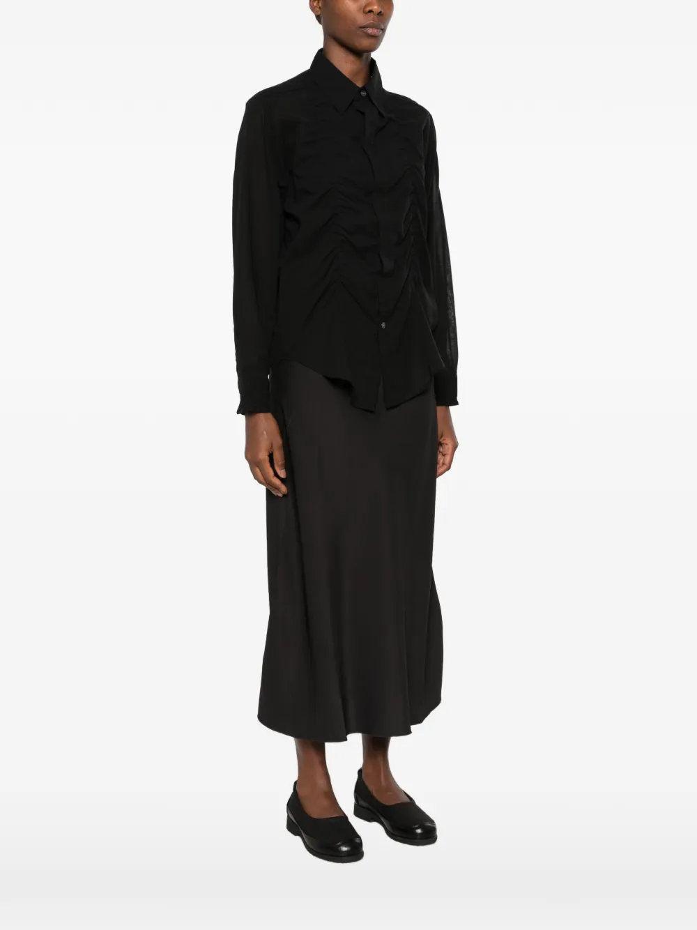 OUR LEGACY Jumble ruched long-sleeve shirt Zwart