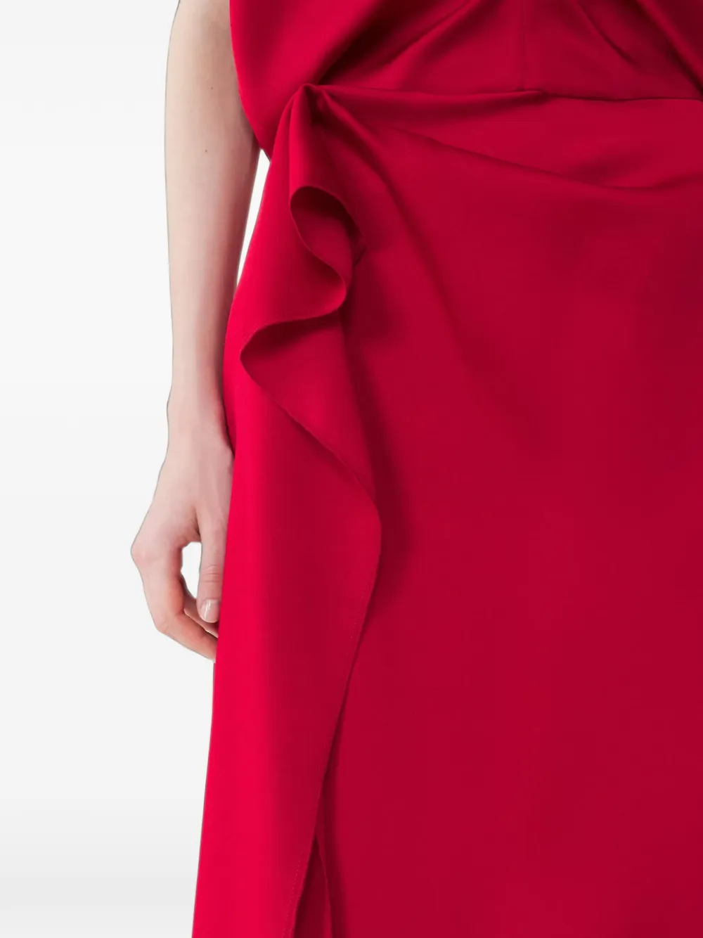 Lanvin ruffled draped midi dress Rood