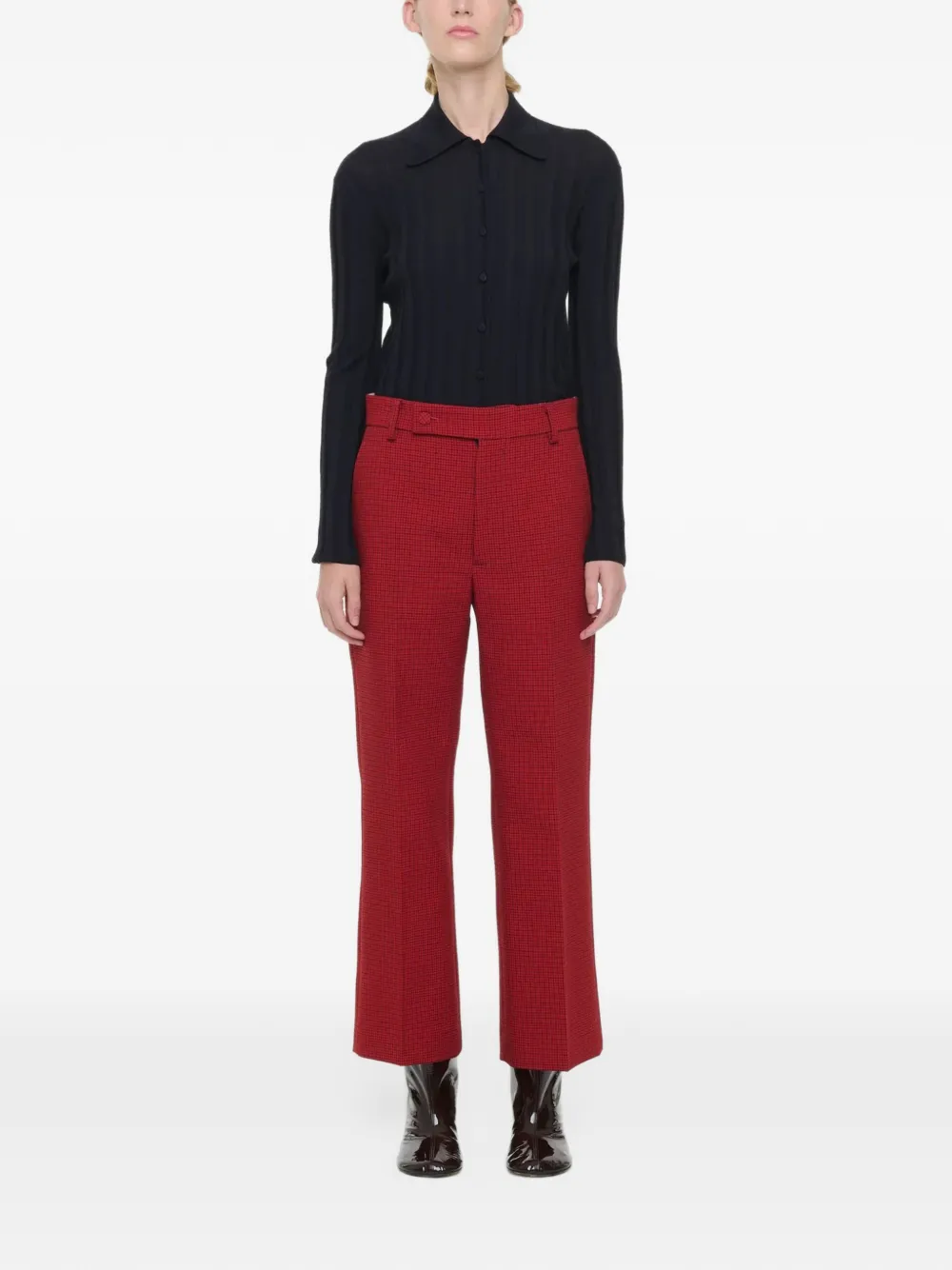 Plan C Geruite plooibroek Rood