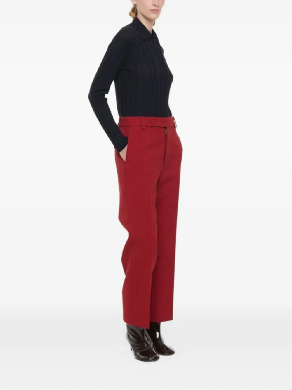 Plan C Geruite plooibroek Rood