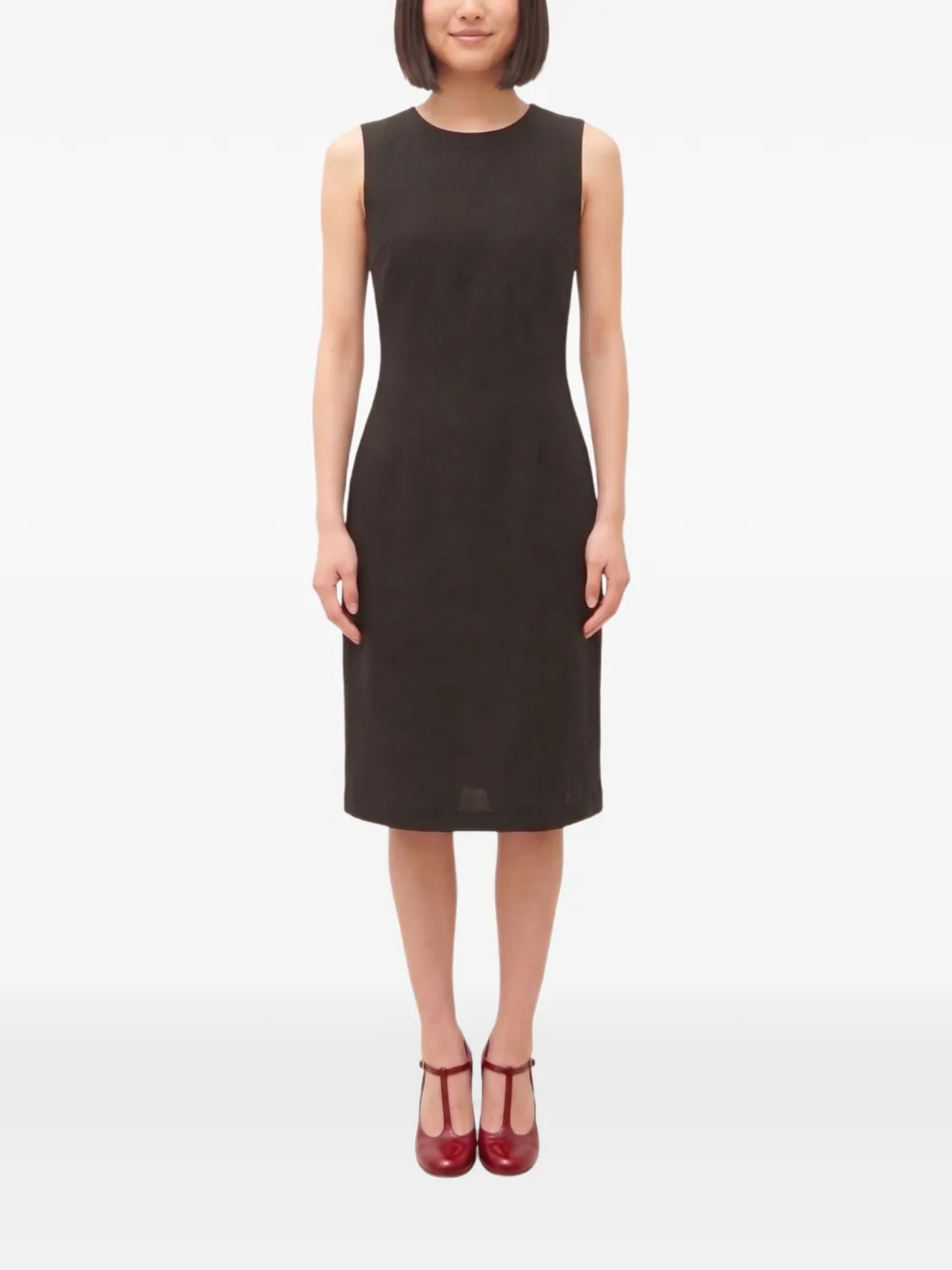 Laura Urbinati Mouwloze midi-jurk Bruin