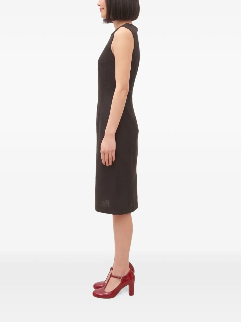 Laura Urbinati Mouwloze midi-jurk Bruin
