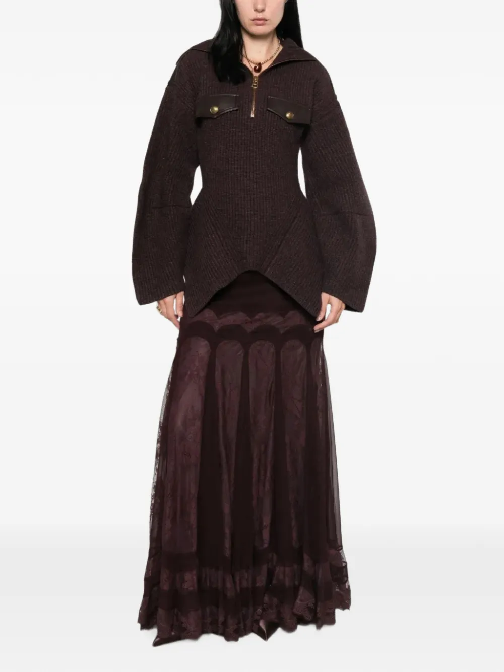 ZIMMERMANN Valiant panelled maxi skirt - Marron ZIMMERMANN Valiant panelled maxi skirt - Marron