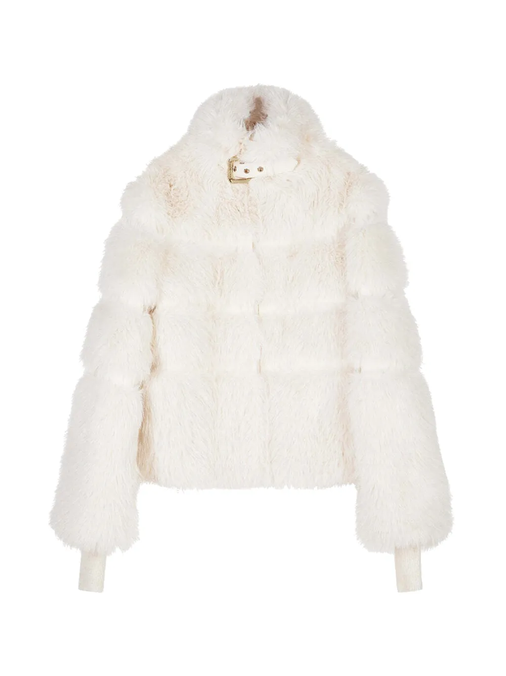 Patrizia Pepe faux-fur buckle-collar jacket - Blanc