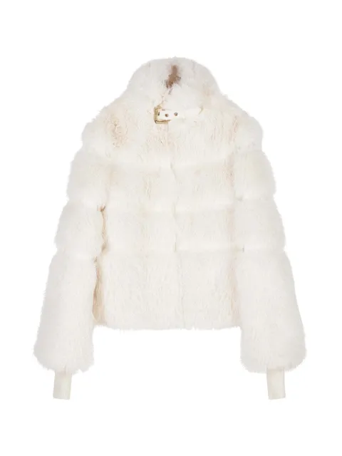 Patrizia Pepe faux-fur buckle-collar jacket