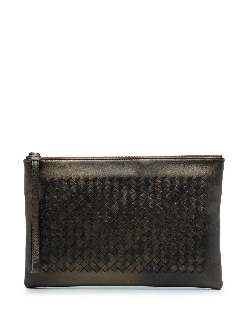 Bottega Veneta Pre-Owned pochette en cuir nappa Intrecciato avec dragonne (2012-2026) - Marron Bottega Veneta Pre-Owned pochette en cuir nappa Intrecciato avec dragonne (2012-2026) - Marron