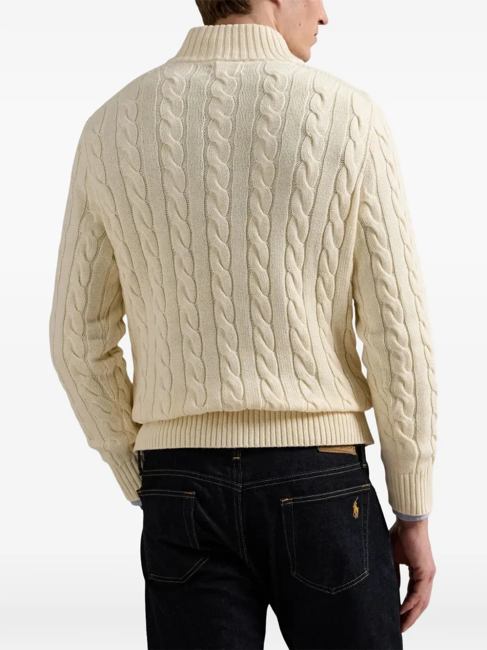 Polo Ralph Lauren cable-knit quarter-zip sweater Beige