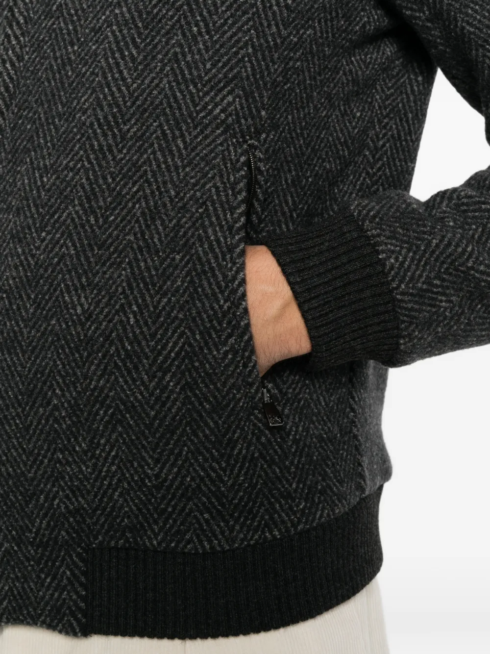 Corneliani herringbone-pattern bomber jacket Grijs