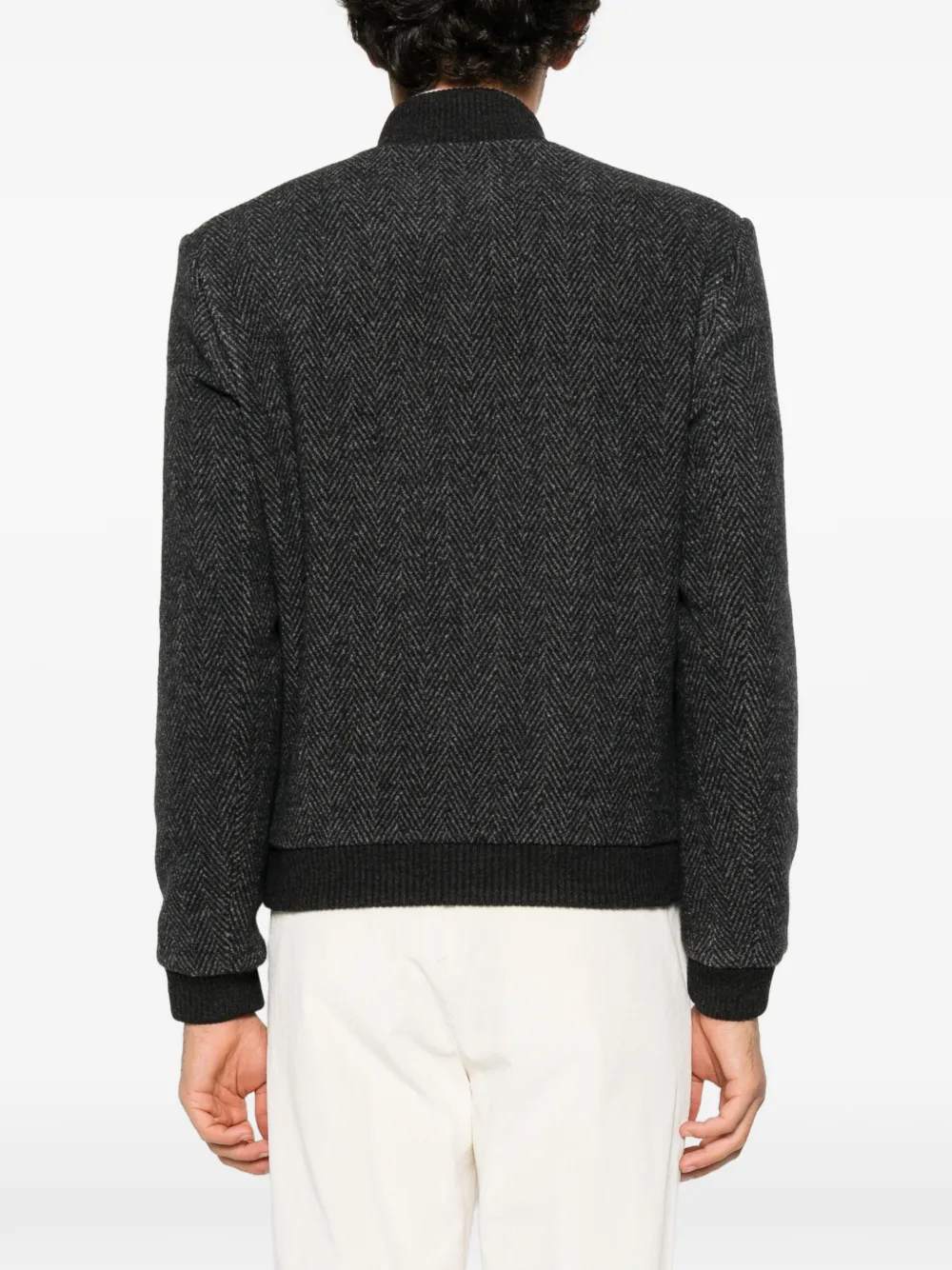 Corneliani herringbone-pattern bomber jacket Grijs