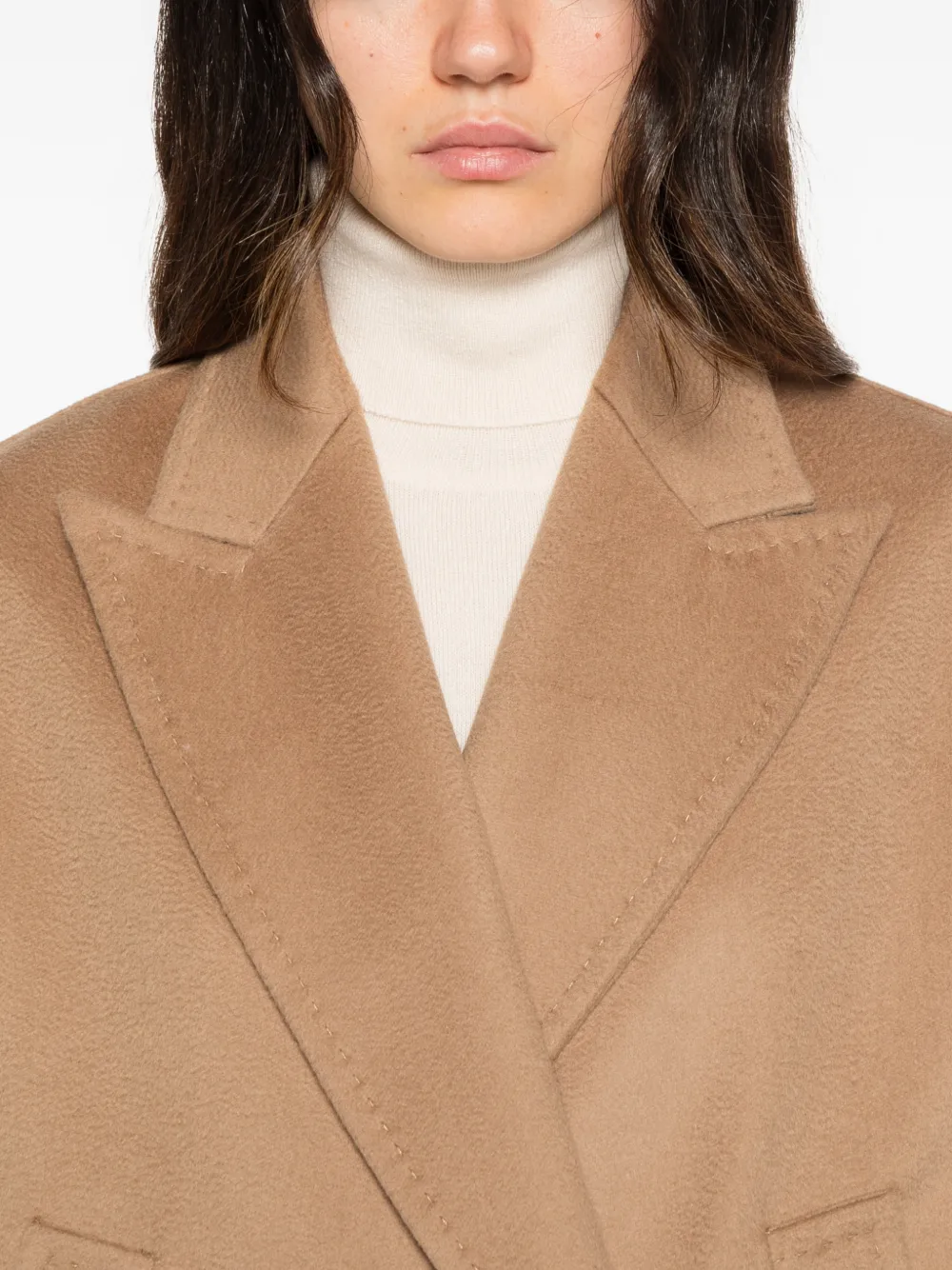 Max Mara double-breasted virgin wool coat Beige