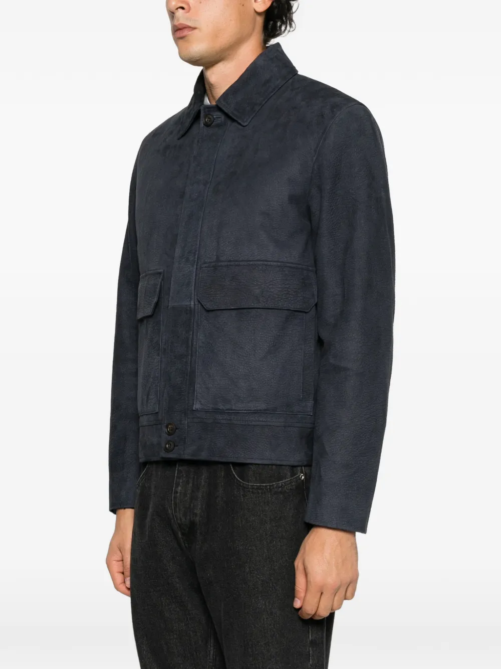 Corneliani suede panelled jacket Blauw