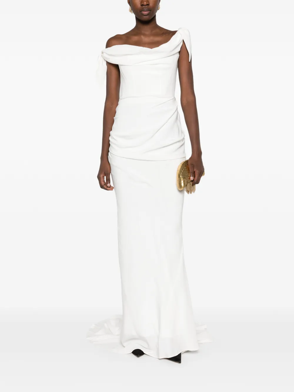 Cult Gaia off-shoulder draped maxi dress Wit