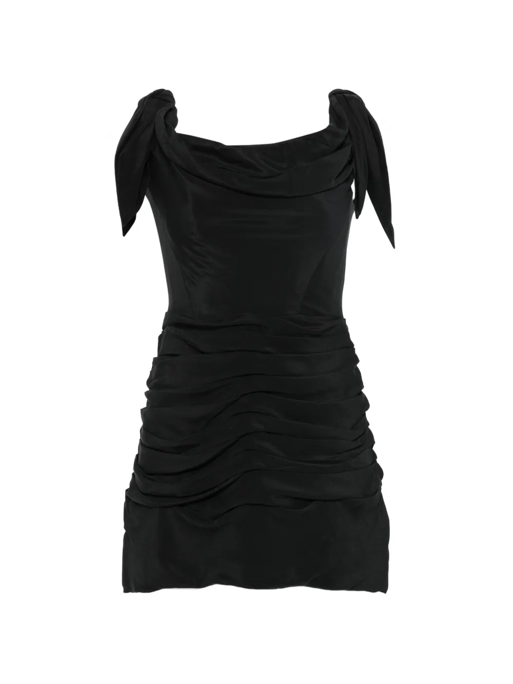 Cult Gaia Deanna ruched tie-strap dress Zwart