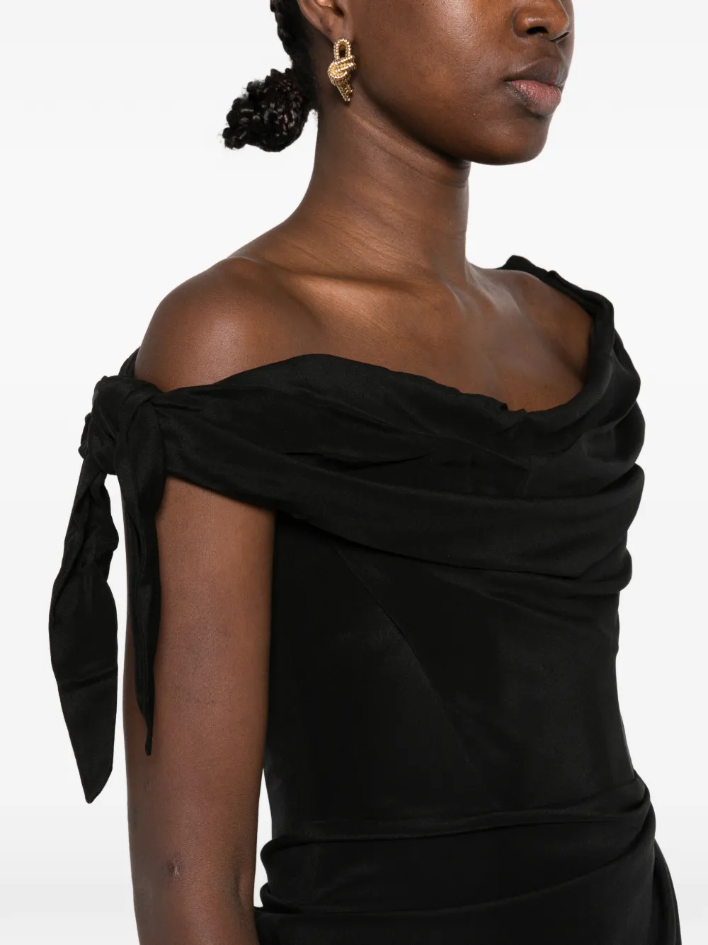 Cult Gaia off-shoulder draped dress Zwart