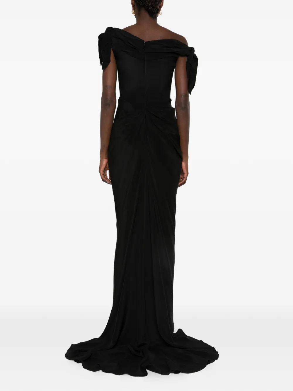 Cult Gaia off-shoulder draped dress Zwart